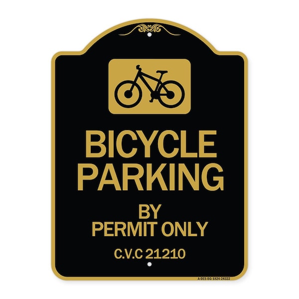 Signmission Bicycle Parking by Permit C.V.S. 21210 W/ Bicycle Graphic Heavy-Gauge Alum, 18" x 24", BG-1824-24322 A-DES-BG-1824-24322 - main